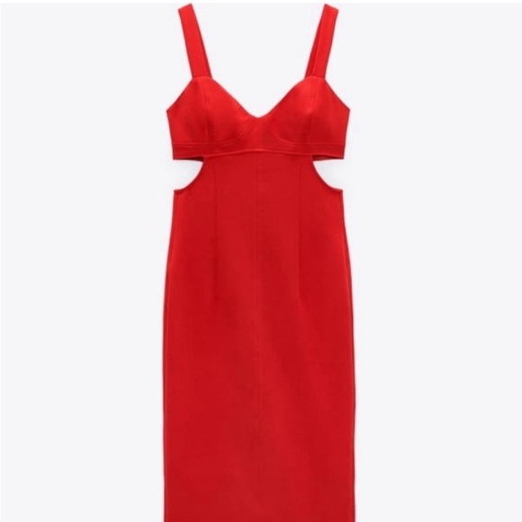 Zara Red Midi Dress - Picture 1 of 5